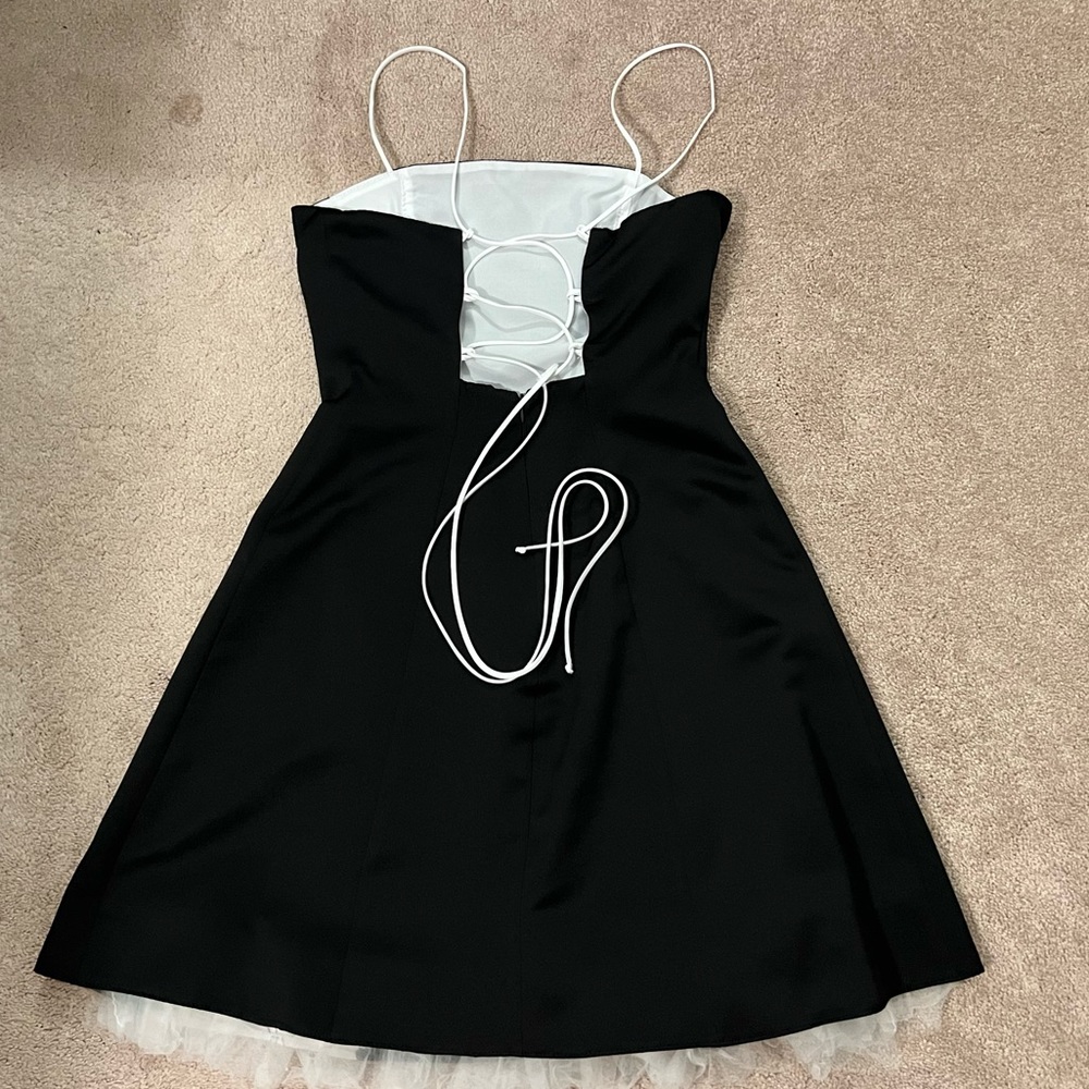 Vintage Black Spaghetti-Strap Dress with Floral Side Panel - Picture 5 of 5